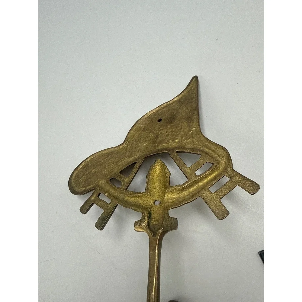 Vintage Solid Brass Firefighter Wall Hook Fire Helmet Hydrant Ladder Decor